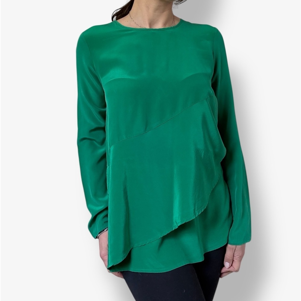 Donna Karan New York Jewel Tone Green Silk Blouse